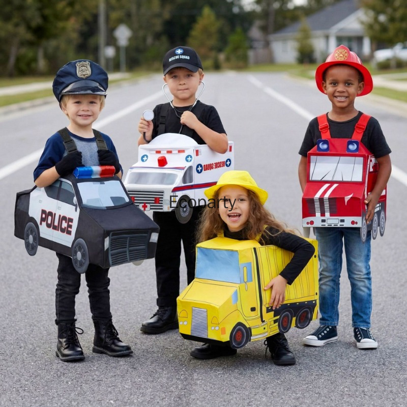 Cosplay Fire Prop - Zabawny strój strażaka dla dzieci, ambulans,