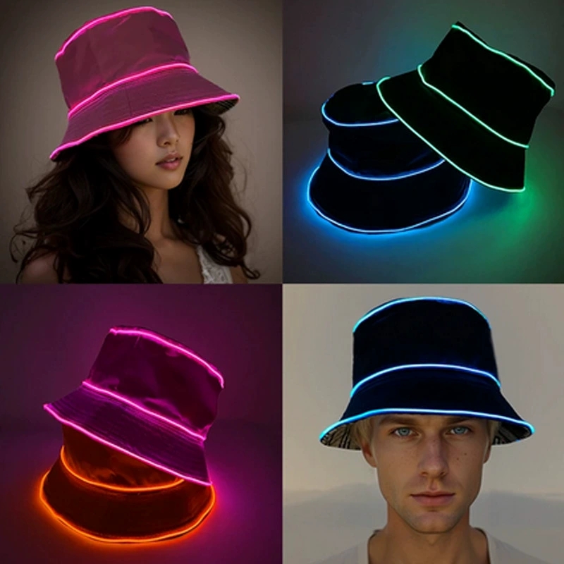 Led El Wire - Czapka plażowa LED w jednolitym kolorze,